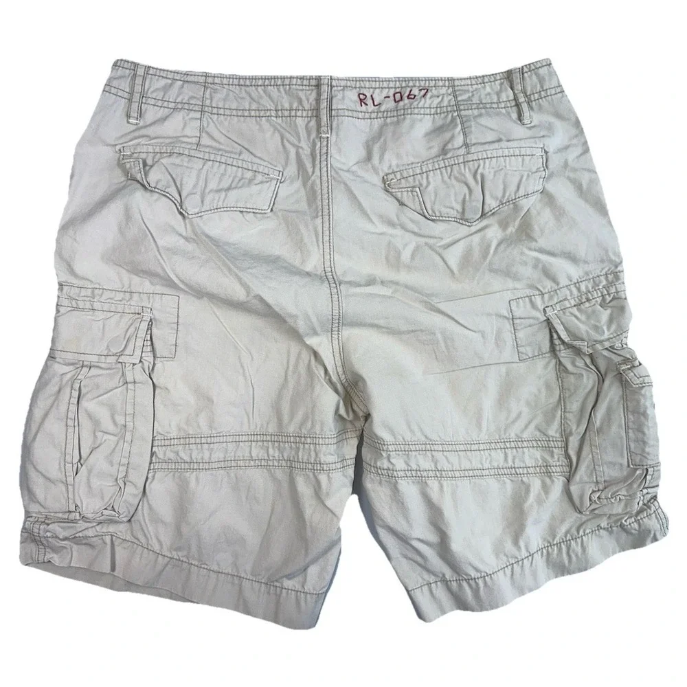 Polo Ralph Lauren Beige Beige Khaki Cargo‎ Shorts Men's Size 33 Y2K Baggy